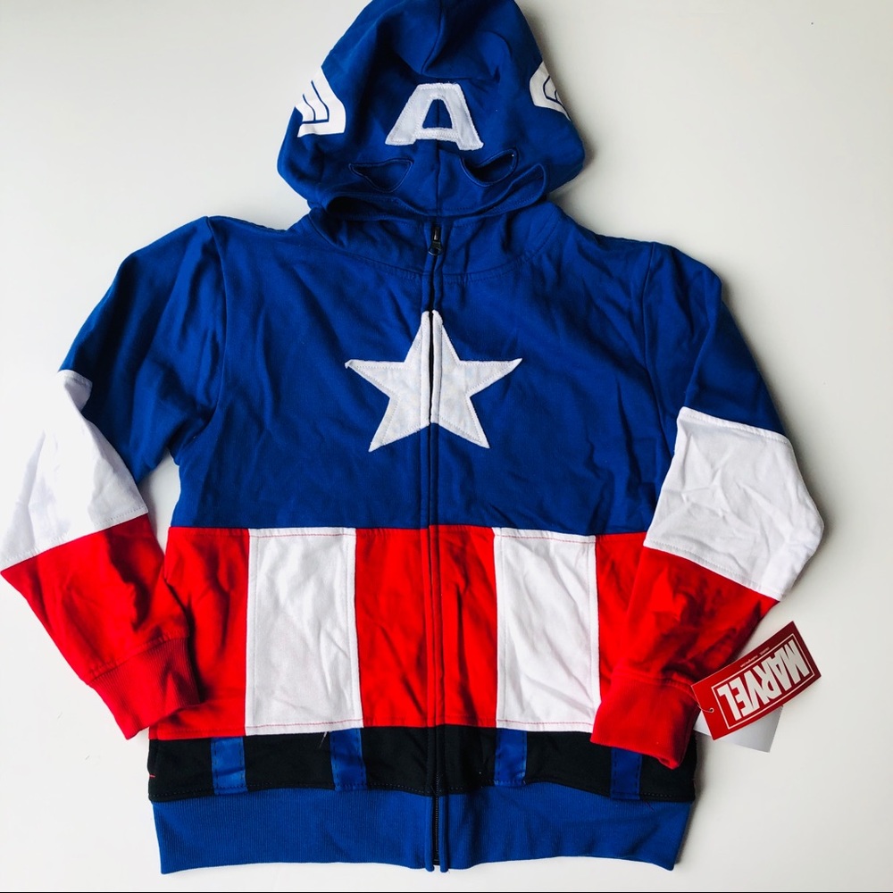 Marvel Captain America boys youth zip hoodie S/M